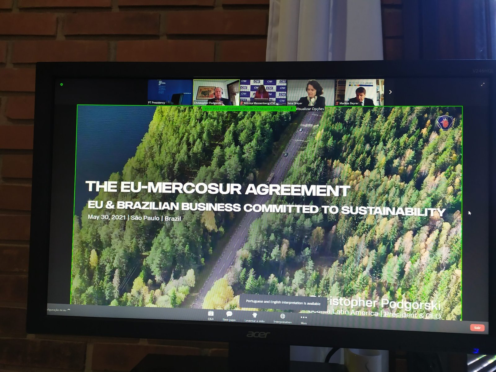 Webinar discute sustentabilidade e conclusão do acordo Mercosul-UE